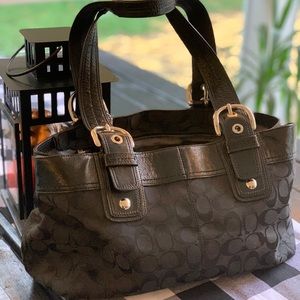 Coach Soho pleated signature patent leather tote